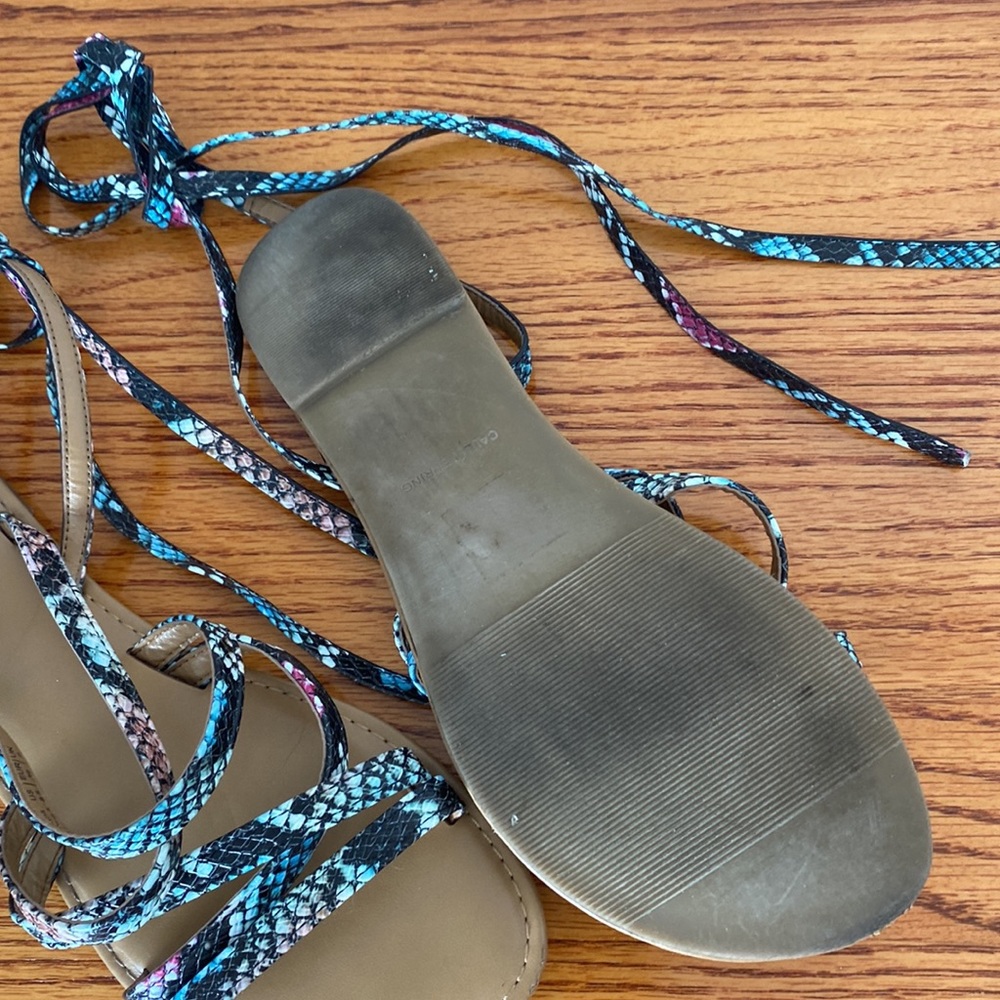 Call It Spring Wrap Around Flat Sandals Vegan Multicolor Size 8.5 - Picture 5 of 9